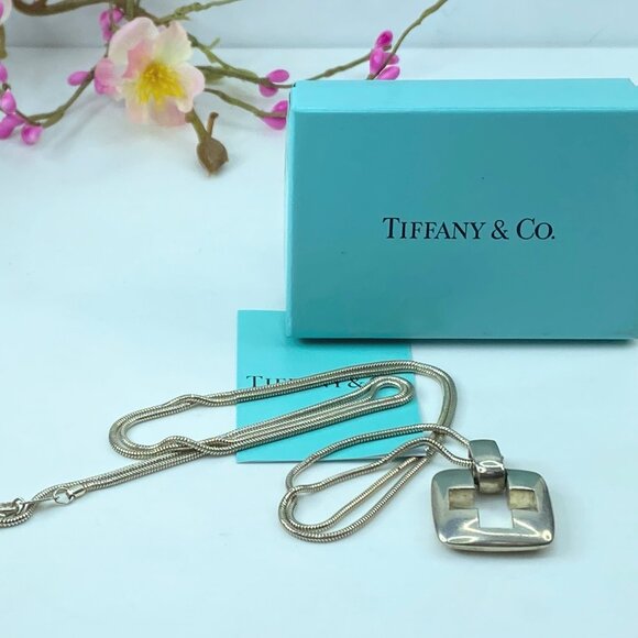 Tiffany & Co Sterling Large Huge Stencil Cross Necklace Pendant 24g 33.0" JR367